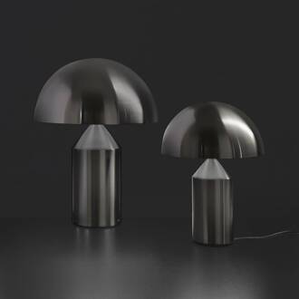 tafellamp Atollo, nikkel satijn, aluminium, Ø 25 cm vernieuwd