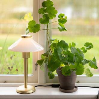 Tafellamp August, messingkleurig/opaal, 34 cm, metaal messing, opaal