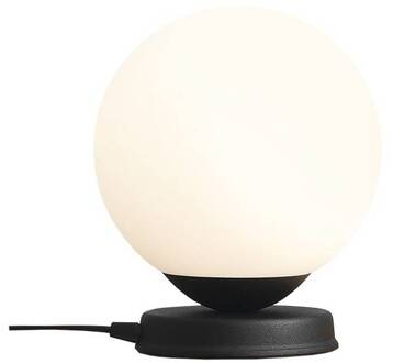 Tafellamp Ball, frame zwart zwart, mat wit