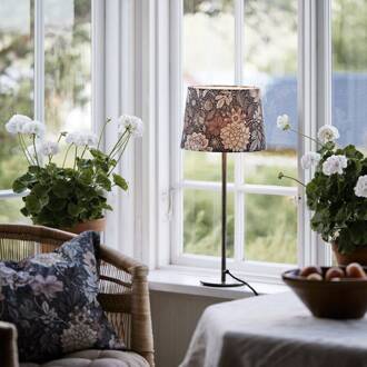 Tafellamp BASE DAHLIA, bruin, hoogte 58 cm, stof bruin, ijzer