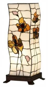 Tafellamp Blossom in Tiffany-stijl donkerbruin