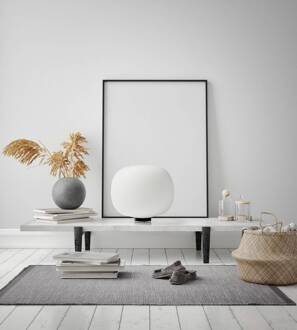 Tafellamp Bombo, matglas, hoogte 27cm, Ø 30cm mat wit