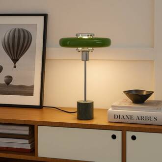 tafellamp Branford, retro, groen, metaal/marmer