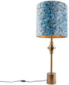 Tafellamp brons velours kap vlinder dessin 40 cm - Diverso Multicolor
