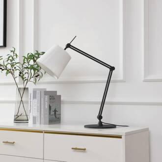 tafellamp Caelia, zwart, textiel, verstelbaar zwart, wit
