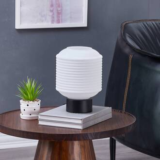 tafellamp Cagla, wit, glas, 25 cm hoog, E27