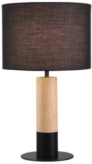 Tafellamp Carroll, hout licht/zwart, hoogte 43 cm, stof hout licht, zwart