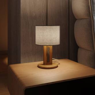 Tafellamp Chile S, eiken/graniet, stof, hout, hoogte 30 cm eiken naturel, linnen naturel, graniet