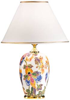 Tafellamp Damasco met 24 karaats goud, Ø 40 cm wit, goud, bont