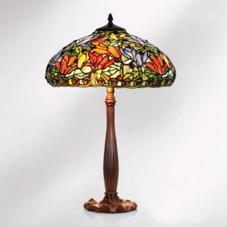 Tafellamp Elaine bloemrijke Tiffany-stijl 64 cm Multicolor, bruin