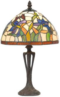 Tafellamp Elanda in Tiffany-stijl, 40 cm bruin, meerkleurig