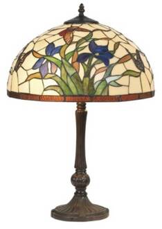 Tafellamp Elanda in Tiffany-stijl, 62 cm bruin, meerkleurig