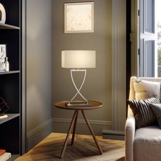 tafellamp Evaine, chroom/wit, metaal, 66 cm, E27 chroom, wit