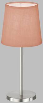Tafellamp Eve linnen kap nikkel/roze nikkel, roze
