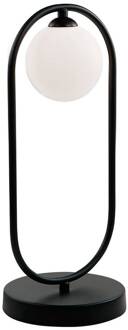 Tafellamp Fancy met glazen kap, zwart zwart, wit