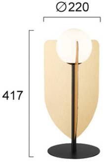 Tafellamp Fedora, hoogte 42 cm, goudkleurig, metaal/glas goud, zwart, wit