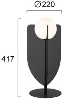 Tafellamp Fedora, hoogte 42 cm, zwart, metaal/glas zwart, wit