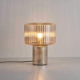 Tafellamp Ferano ambra - E27-fitting - 25W - Geheel van geribbeld glas - IP20 voor binnen Amber