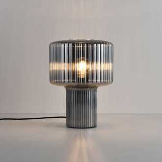 Tafellamp Ferano vetro fumé - E27-fitting - 25W - Geheel van geribbeld rookglas - IP20 voor binnen Rookgrijs