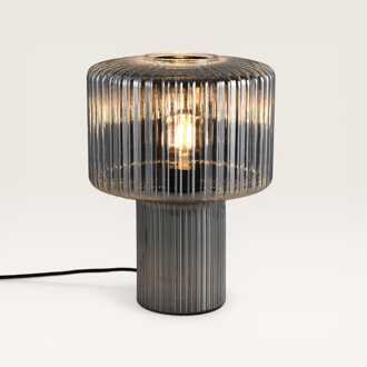 Tafellamp Ferano vetro fumé - Lamp voor binnen, helemaal gemaakt van geribbeld rookglas - Zonder lichtbron Rookgrijs