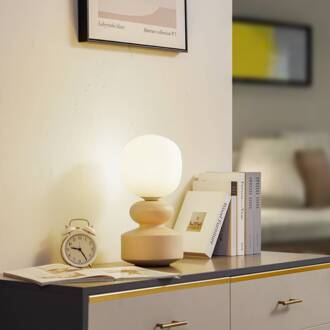 tafellamp Fidelo, wit/geel, 38 cm, glas, keramiek wit, geel (Pantone 13-1308TXC)