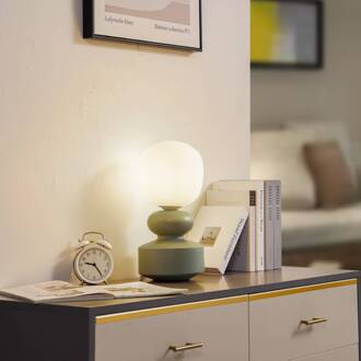 tafellamp Fidelo, wit/groen, 38 cm, glas, keramiek wit, groen (Pantone 16-0110TXC)