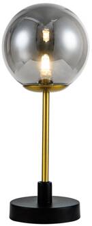 Tafellamp Fiore met glazen kap zwart, chroom gespiegeld, goud