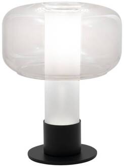 Tafellamp Flick, helder, glas, 28 cm, dimbaar, E14 helder, wit, zwart