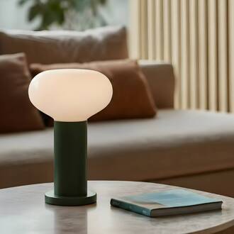 Tafellamp Flo, groen, Ø 19 cm, glas groen, wit