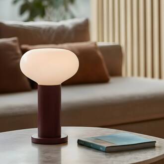 Tafellamp Flo, rood, Ø 19 cm, glas rood, wit