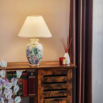 tafellamp Giardino Panse 30 cm keramiek verguld wit, goud, meerkleurig