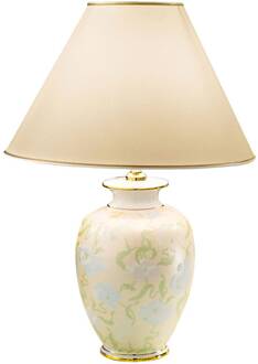 Tafellamp Giardino Perla, handbeschilderd, Ø 40 cm crème, groen, goud