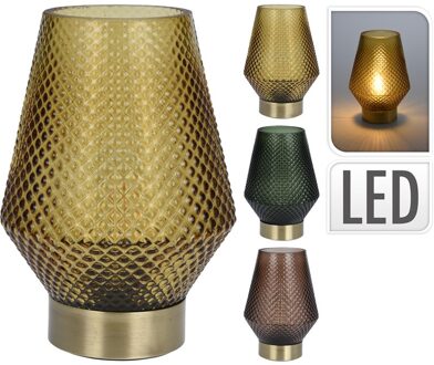 Tafellamp glas dia12x17cm op batterij verschillende