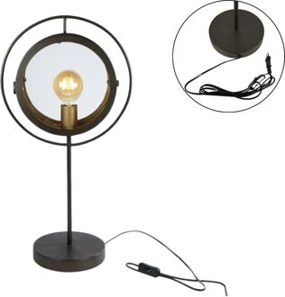 Tafellamp glas en metaal 65cm zwart