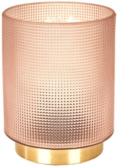 Tafellamp glas - roze - 16 cm - met schakelaar