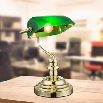 Tafellamp Globo Antique - Metaal/Messing - Groene glaskap