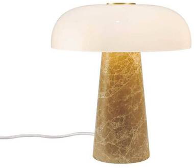 Tafellamp Glossy, beige/wit, hoogte 24 cm, marmer/glas beige, wit