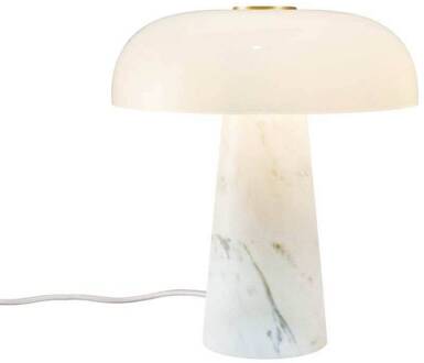Tafellamp Glossy, wit, hoogte 24 cm, marmer/glas