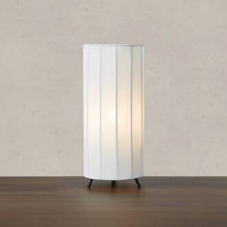 Tafellamp Hikari, Ø 14 cm, wit/zwart, stof/metaal wit, zwart