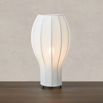 Tafellamp Hikari, Ø 22 cm, wit/zwart, stof/metaal wit, zwart