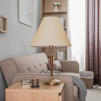 Tafellamp HML-9009-1EB met textiel kap antiek goud, beige