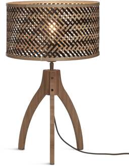 Tafellamp Java - Bamboe|Zwart - Ø18cm Bruin