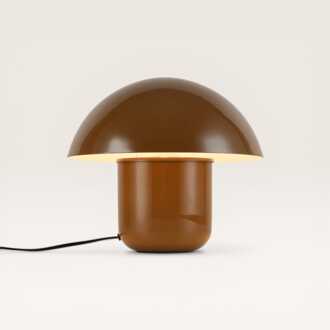 Tafellamp Javera caramello - Bruine paddenstoel lamp van metaal voor binnen - Zonder lichtbron