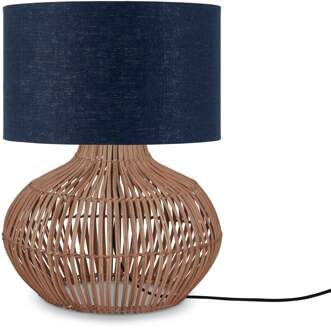 Tafellamp Kalahari - Denim|Rotan - Ø32cm Blauw