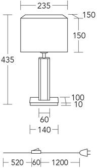 tafellamp Karl G, hoekig, hout/graniet, wit, E27 wit, grijs, geolied eiken, mat nikkel geborsteld