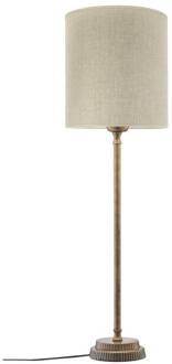 tafellamp Kent beige/messing kap Celyn cilinder beige, antiek messing