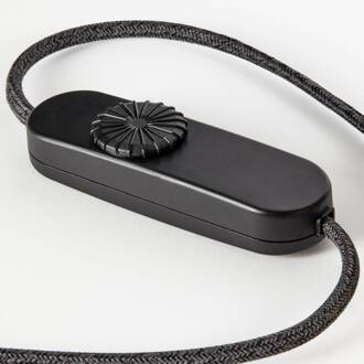 tafellamp Knuckle, lamp van helder glas, walnoot