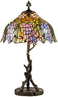 Tafellamp KT1082+AG711P in Tiffany stijl roestbruin, multicolour