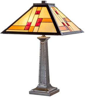 Tafellamp KT1836-40+P1836 in Tiffany stijl oudmessing, multicolour