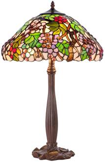 Tafellamp KT9810+P927 in Tiffany stijl oudmessing, multicolour